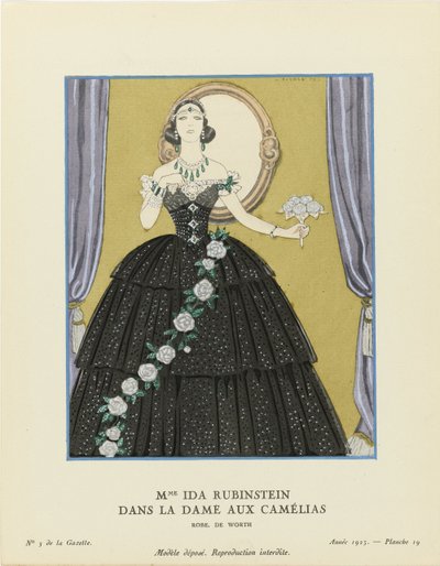 Ida Rubinstein asszony: La Dame aux Camélias, Gazette du Bon Ton, 1923. alkotó: George Barbier