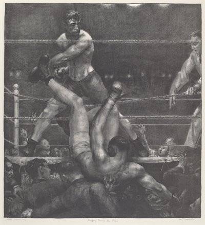 Dempsey a köteleken át alkotó: George Bellows