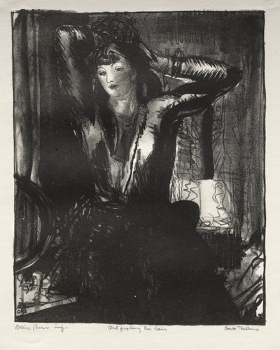 Haját igazító lány alkotó: George Bellows