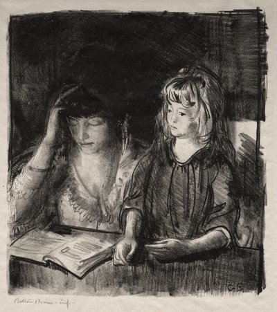 Bellows asszony felolvas a lányának, Anne-nek alkotó: George Bellows