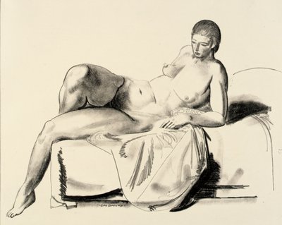 Akttanulmány, klasszikus nő egy díványon alkotó: George Bellows