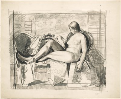 Tanulmány hatszögletű paplannal ábrázolt aktfigurához alkotó: George Bellows