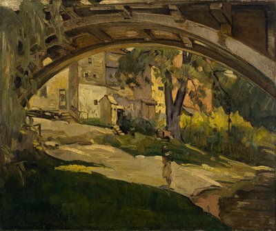 Lány az íves híd alatt (olaj, vászon) alkotó: George Benjamin Luks