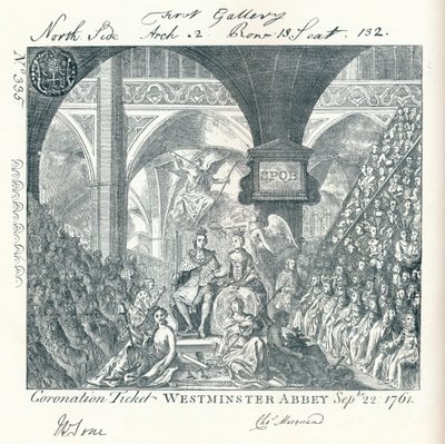 Gravírozott jegy III. György koronázási szertartására a Westminster Abbeyben 1761 1906 alkotó: George Bickham
