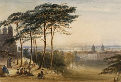 Greenwich a Csillagvizsgáló-hegyről, 1850 körül (akvarell) alkotó: George Bryant Campion