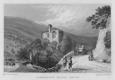Okehampton kastély, Devon (metszet) alkotó: George Bryant Campion