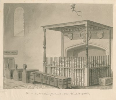Stowe templom - Asztali sír: szépia rajz, 1841 alkotó: George Buckler