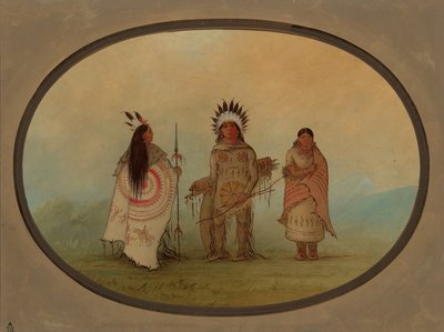 Egy varjúfőnök, egy harcos és a felesége, 18551869. alkotó: George Catlin