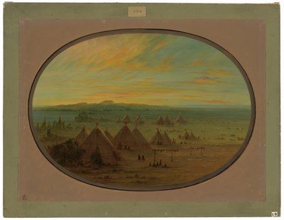 Egy varjúfalu a Salmon folyón alkotó: George Catlin