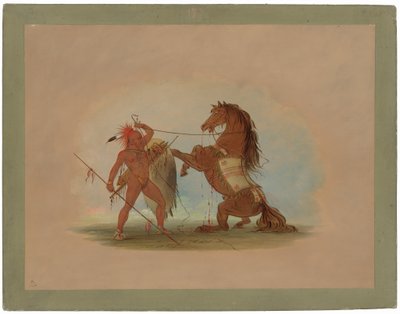 Egy Pawnee harcos feláldozza kedvenc lovát alkotó: George Catlin