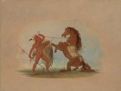Egy pawnee harcos feláldozza kedvenc lovát, 18611869. alkotó: George Catlin