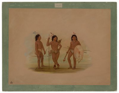 Egy Puelchee főnök és két fiatal harcos alkotó: George Catlin