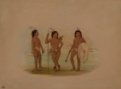 Egy puelchee főnök és két fiatal harcos, 18541869. alkotó: George Catlin