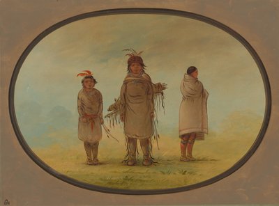 Egy kőharcos, a felesége és egy fiú, 18551869. alkotó: George Catlin