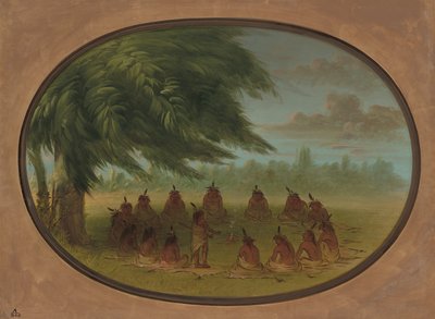Egy indiai tanács – sziúk, 18611869. alkotó: George Catlin