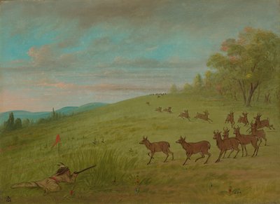 Antiloplövészet – Assiniboine, 18611869. alkotó: George Catlin