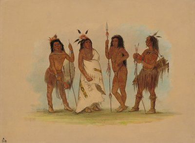 Apache főnök és három harcos, 18551869. alkotó: George Catlin