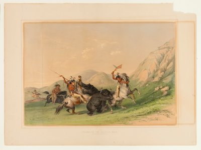 A grizzly medve megtámadása - 19. sz. alkotó: George Catlin