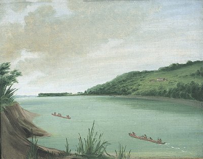 Belle Vue, Dougherty őrnagy indiai ügynöksége, 870 mérfölddel St. Louis felett, 1832. alkotó: George Catlin