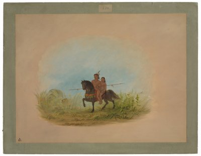 Menyasszony és vőlegény lóháton - Connibo alkotó: George Catlin