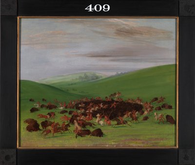 Buffalo Chase, a Hidatsa környéke, 1832-1833. alkotó: George Catlin