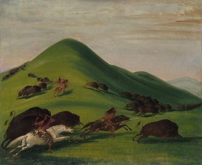 Buffalo Chase a Prairie Bluffs felett, 1832-1833. alkotó: George Catlin