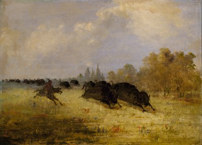 Caddo Indians Chasing Buffalo, Cross Timbers, Texas alkotó: George Catlin