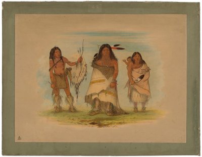 Comanche főnök, felesége és egy harcos, 1861 (olaj, kartonra szerelt kártya) alkotó: George Catlin