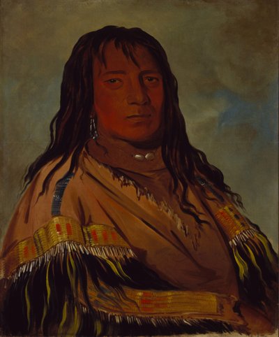Chá-tee-wah-née-che, No Heart, a Wah-ne-watch-to-nee-nah banda törzsfőnöke. alkotó: George Catlin