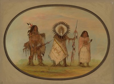 Varjúfőnök, felesége és egy harcos, 18611869. alkotó: George Catlin