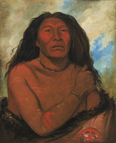 Duhk-gits-o-ó-see, Vörös Medve, egy kiváló harcos. alkotó: George Catlin