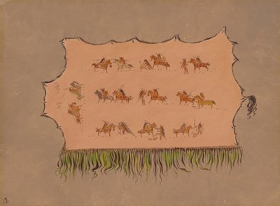 Fakszimile a fő négyes férfi köntöséről – Mandan, 18611869. alkotó: George Catlin