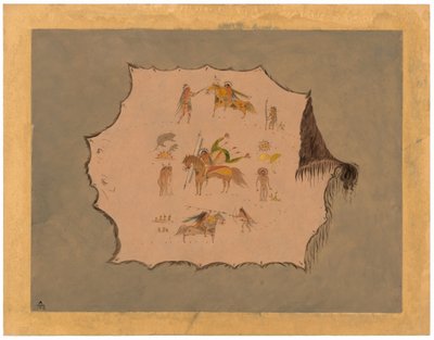 Fakszimile egy Pawnee orvosi köntösről, fantasztikus professzionális mintákkal alkotó: George Catlin