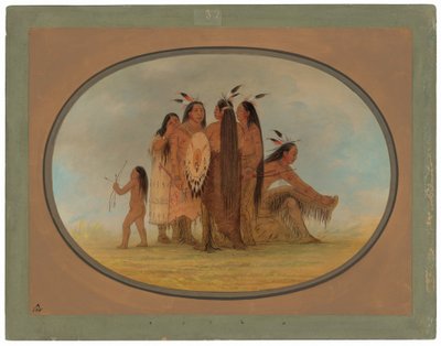 Négy mandan harcos, egy lány és egy fiú alkotó: George Catlin