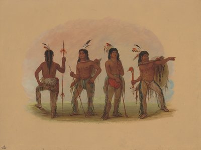 Négy navaho harcos, 18611869. alkotó: George Catlin