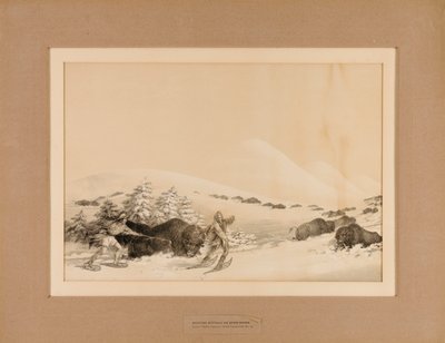 Bölényvadászat a hóban--no. 15 alkotó: George Catlin