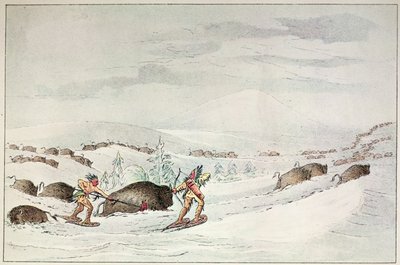Bivaly vadászat hócipőn alkotó: George Catlin