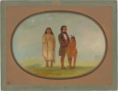 Kaskaskia főnök, anyja és fia alkotó: George Catlin