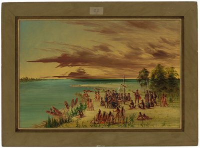 La Salle Louisiana-t Franciaország nevében birtokba veszi. 1682. április 9. alkotó: George Catlin