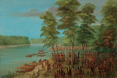 La Salle birtokba veszi az Arkansas torkolatánál fekvő földet. 1682. március 10. 18471848. alkotó: George Catlin