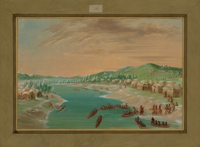 La Salle és Party megérkezik Illinois falujába, 1680. január 1., 1847-48 alkotó: George Catlin