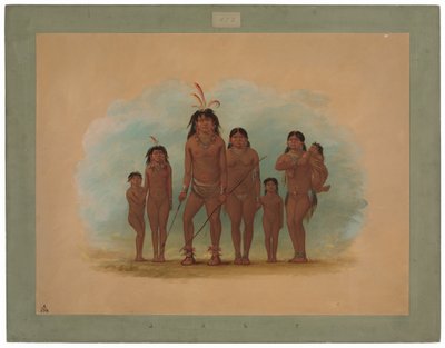 Lengua főnök, két felesége és négy gyermeke alkotó: George Catlin