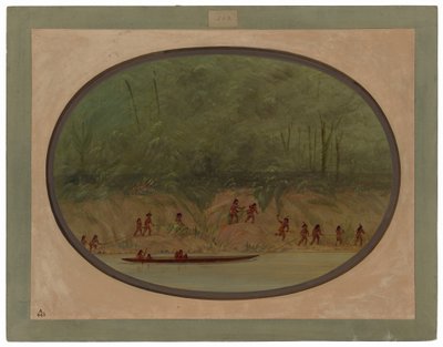 A Lengua indiánok feljutnak a Rio Uruguay zuhatagain alkotó: George Catlin