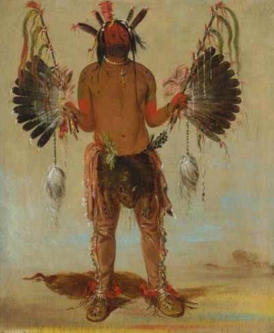 Mah-tó-he-ha, Öreg Medve, egy gyógyító ember. alkotó: George Catlin