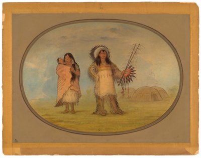 Mandan polgári főnöke, felesége és gyermeke alkotó: George Catlin