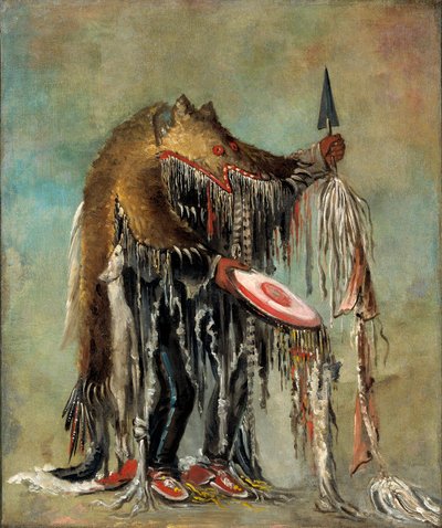 Orvostan, aki egy haldokló ember felett végzi misztériumait alkotó: George Catlin