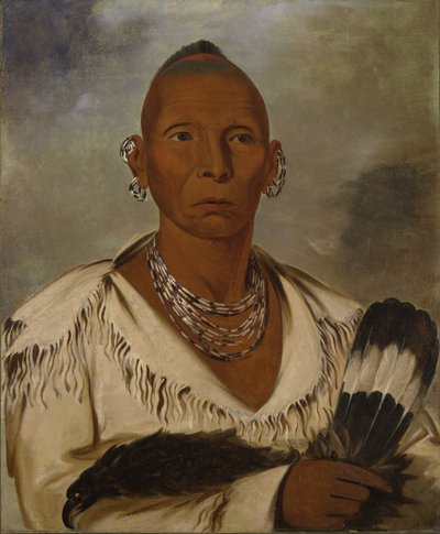 Múk-a-tah-mish-o-káh-kaik, Fekete Sólyom, kiemelkedő Sac törzsfőnök alkotó: George Catlin