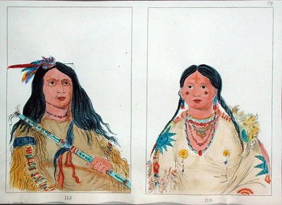 Észak-amerikai indiánok (toll és tinta, akvarell, papír) alkotó: George Catlin