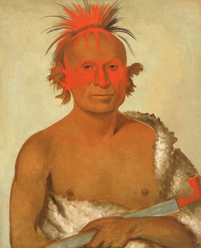 Pash-ee-pa-hó, Kis szúrós főnök, az ifjabb, Fekete Sólyom egyik vitéze. alkotó: George Catlin