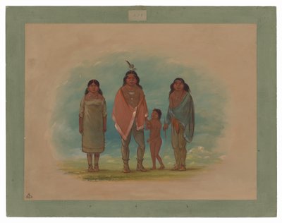 Patagon főnöke, testvére és lánya alkotó: George Catlin